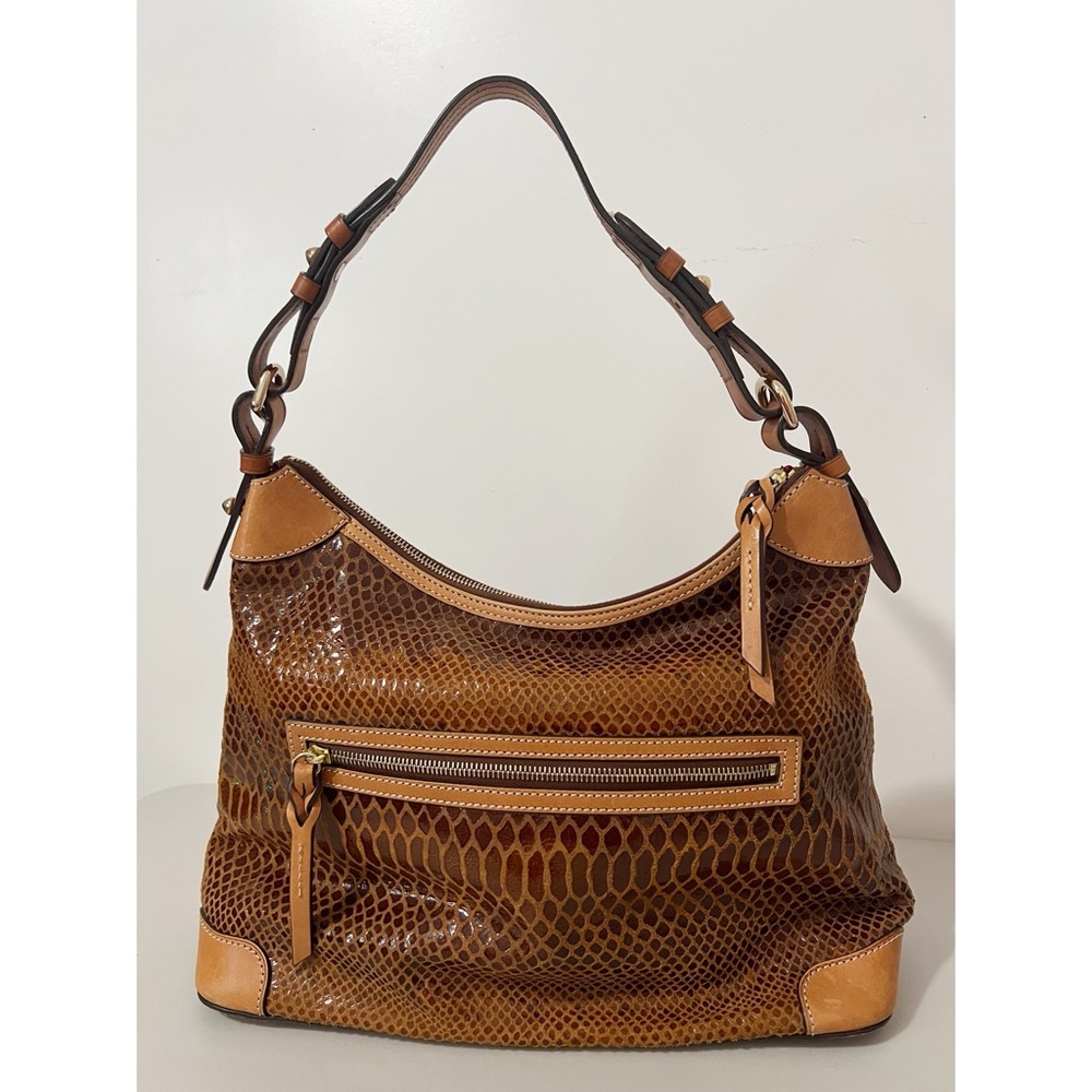 Dooney & Bourke Brown Embossed Snakeskin Shoulder Handbag - Picture 3 of 11